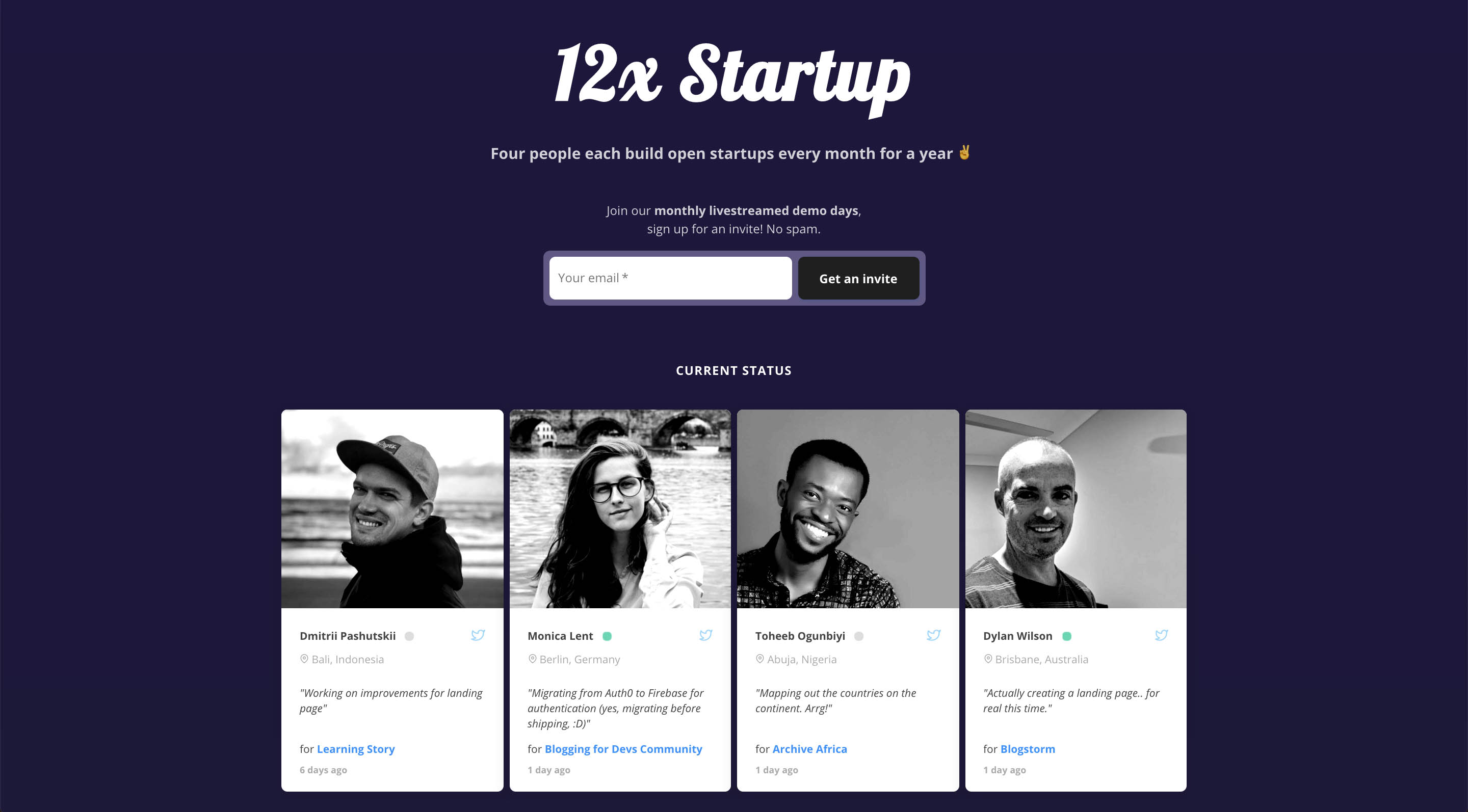 12x Startup Homepage