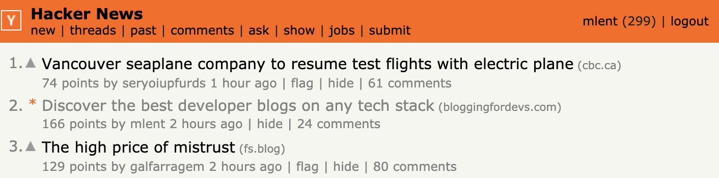 Hacker News Ranking